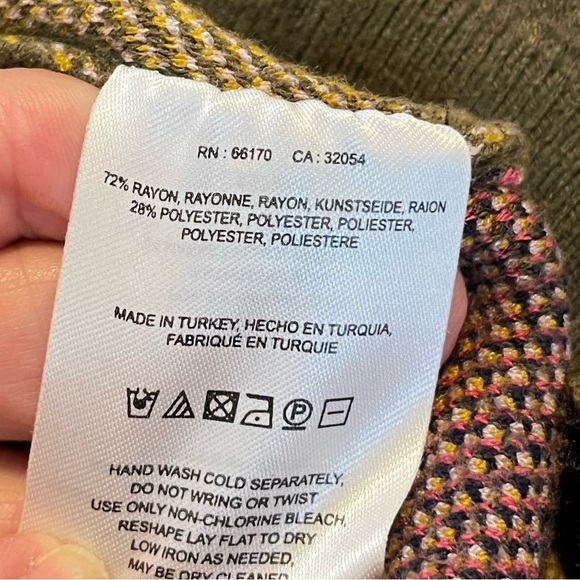 Anthropologie Knitted & Knotted Moss Green Bold Floral Print Bell Sleeve Sweater - Picture 6 of 6